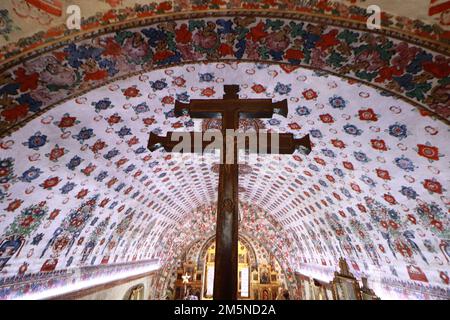 Nicht exklusiv: Details der barocken Kunst im Inneren der Kirche San Jeronimo Tlacochahuaya in der Gemeinde San Jerónimo Tlacoch Stockfoto