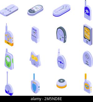 Babyphone-Symbole eingestellt. Isometrischer Satz von Vektor-Symbolen für Babyphones für Web-Design auf weißem Hintergrund isoliert Stock Vektor