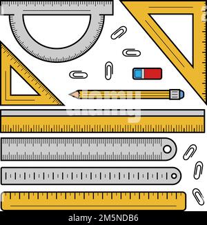 Symbol für Linealband gesetzt. Umreißen Sie die Vektorsymbole des Linealbandes für das Webdesign isoliert auf weißem Hintergrund Stock Vektor