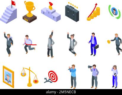 Erfolgreiche Karriere-Ikonen gesetzt. Isometrischer Satz von erfolgreichen Karriere-Vektor-Icons für Web-Design isoliert auf weißem Hintergrund Stock Vektor