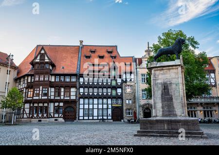 Braunschweiger Löwe am Burgplatz, Braunschweig, Niedersachsen, Deutschland Stockfoto