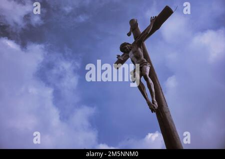 Summit Cross, Seceda, Val Gardena, Trentino, Südtirol, Italien Stockfoto