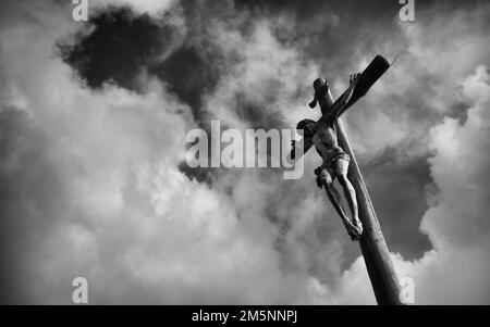 Summit Cross, Seceda, Val Gardena, Trentino, Südtirol, Italien Stockfoto