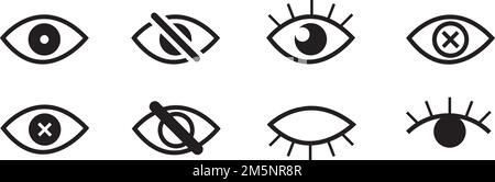 Ein Vektorsatz von Augensymbolen auf weißem Hintergrund Stock Vektor