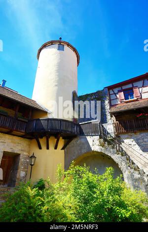 Der Pulverturm ist ein Anblick im historischen Stadtzentrum von Rottenburg am Neckar. Rottenburg am Neckar, Tuebingen, Baden-Württemberg, Deutschland Stockfoto