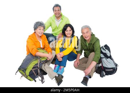 Vier ältere Menschen saßen zusammen, um sich auszuruhen Stockfoto