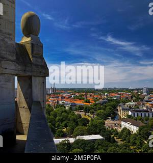 Neues Rathaus, Panoramablick vom Rathausturm in nördlicher Richtung, Hannover, Niedersachsen, Deutschland Stockfoto