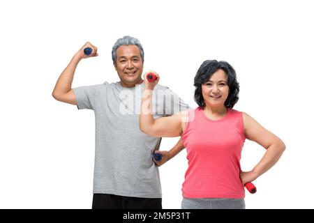 Pärchen mittleren Alters Kurzhantel Stockfoto