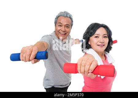 Pärchen mittleren Alters Kurzhantel Stockfoto