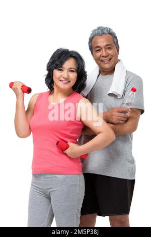 Pärchen mittleren Alters Kurzhantel Stockfoto