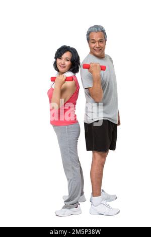 Pärchen mittleren Alters Kurzhantel Stockfoto