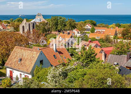 Blick über die historische Altstadt von Visby auf der Insel Gotland, Schweden Stockfoto