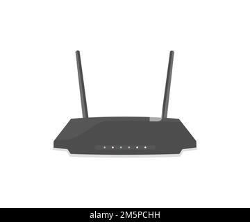 WLAN-Router, Internetverbindung, wlan-Router mit zwei Antennen Logo-Design. Technologieunternehmen und modernes Lifestyle-Konzept. Stock Vektor