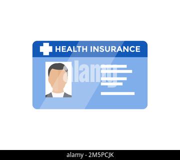 Krankenversicherungskarte, Krankenversicherungskarte Konzept Logo Design. Dateninformationsformular-Dokument aus dem Klinikspital. Vergütungskonzept für Klinikdienste Stock Vektor