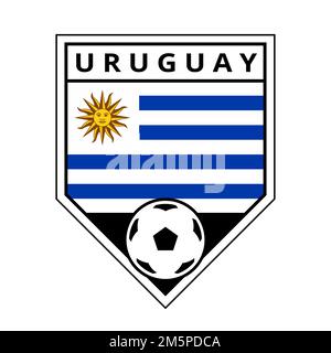Illustration des abgewinkelten Mannschaftsabzeichens für das Fußballturnier in Uruguay Stockfoto