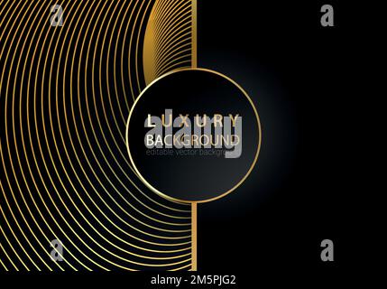Luxuriöser Hintergrund mit abstrakten schwarzen und goldenen Linien. Stock Vektor