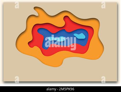 Vektor der farbigen Papierschnittformen im Hintergrund. 3D abstrakte Papierkunst, Design-Layout für Geschäftspräsentationen, Flyer, Poster, Drucke, Dekorationen Stock Vektor