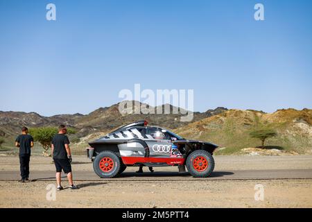 204 PETERHANSEL Stéphane (Fra), BOULANGER Edouard (Fra), Team Audi Sport, Audi RS Q e-tron E2, Auto, Aktion während des Privattests des Dakar 2023, vom 28. Bis 29. Dezember 2022 in der Nähe von Yanbu, Saudi-Arabien - Photo Frédéric Le Floc’h / DPPI Stockfoto