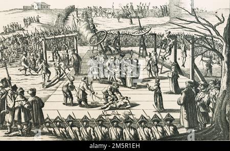 Fragment Of Engraving, Public Execution Of Yemelyan Pugatschev, 21 Januar 1775. Anführer Eines russischen Bauernaufstands. Im Zentrum Von Moskau War Er Decap Stockfoto