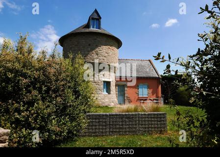 Ile d'Arz, alte Windmühle, Golfe du Morbihan, Morbihan, Bretagne, Bretagne, Frankreich, Europa Stockfoto