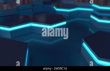 Abstraktes Hexagon-Hintergrundmuster. 3D-Rendern Stockfoto