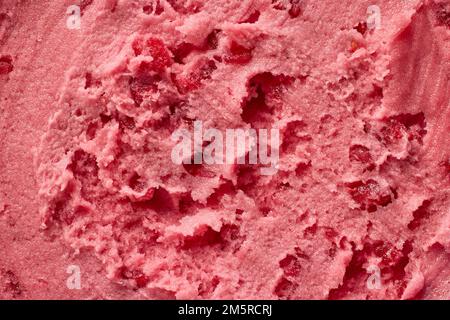 himbeersorbet-Eiscreme-Struktur, Draufsicht Stockfoto