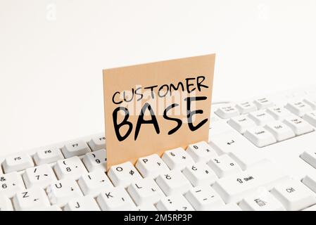 Konzeptionelle Überschrift Kundenbasis. Wort für Kunden zum Kauf Ihrer Marke ermutigen Stockfoto