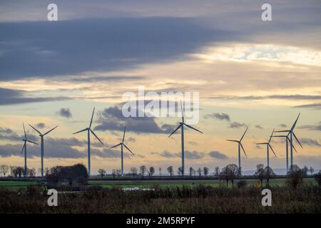 Windpark bei Holzweiler, Stadt Erkelenz, Windkraftwerke, NRW, Deutschland Stockfoto