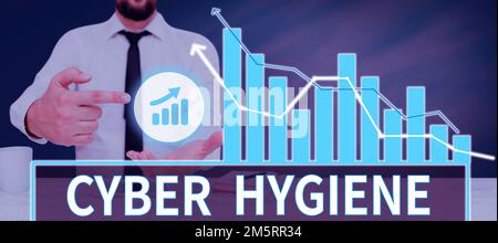 Schreiben Anzeigetext Cyber Hygiene. Geschäftsansatz Schritte, die Computerbenutzer Unternehmen, um ihre Cyber-Sicherheit zu verbessern Stockfoto