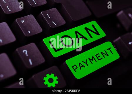Konzeptionelle Anzeige der Darlehenszahlung. Konzept bedeutet, dass etwas geliehen oder möbliert wird, wenn es zurückgegeben wird Stockfoto