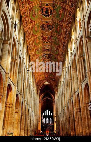 Ely Cathedral, das Schiff und die Decke, Looking East, Cambridgeshire, England, Großbritannien Stockfoto