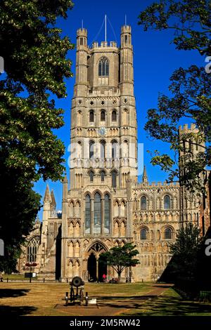 Ely Cathedral, der Westturm, mittelalterlich, Cambridgeshire, England, UK Stockfoto