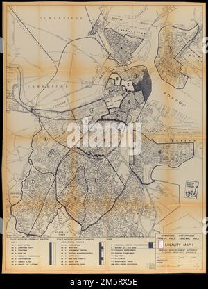 Downtown Waterfront Faneuil Hall Renovierungsbereich : Ortskarte 1. Zeigt das BRP, Stadterneuerungsprojekte, andere Projekte, bestehende und vorgeschlagene Schnellstraßen, Eisenbahnen, Verbesserungsgebiete und das zur Diskussion stehende Gebiet. Teil eines Zuschussantrags, der bei der US Urban Renewal Administration eingereicht wurde, um Mittel für die Untersuchung und Planung eines Stadterneuerungsprojekts in der Innenstadt von Bostons Waterfront / Faneuil Hall... Massachusetts, Suffolk, County, Boston Stockfoto