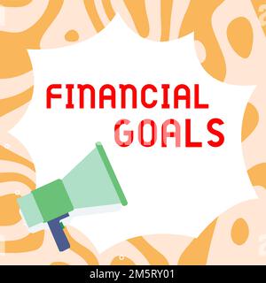 Handschrifttext für finanzielle Ziele. Business-Showcase-Ziele, die in der Regel von spezifischen zukünftigen finanziellen Anforderungen bestimmt werden Stockfoto