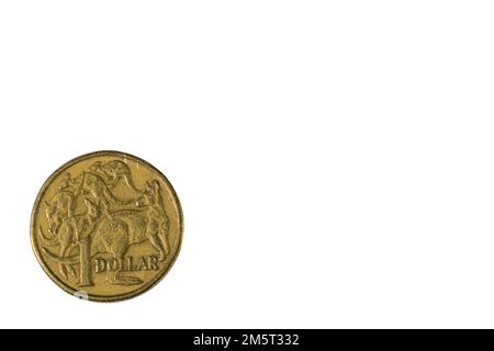 Nahaufnahme von 1984 australischen 1-Dollar-Münzen. Numismatisches Konzept. Stockfoto