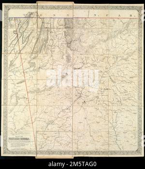 Karte von Nord-Georgien. Zeigt auch Ost-Alabama. Erleichterung durch Hachures , Alabama, Georgia Stockfoto