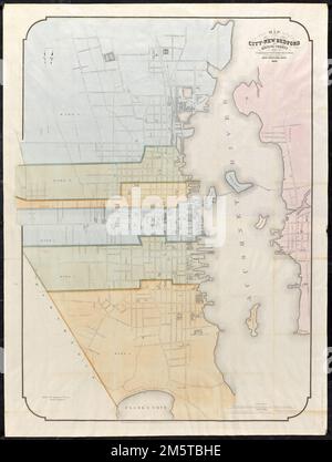 Stadtplan von New Bedford, Bristol County, Massachusetts. Zeigt Stationsgrenzen, Straßennamen, Entwässerung und andere Sonderziele an. "Gemäß dem Kongressgesetz im Jahr 1875 von Wheeler & Coggeshall im Büro des Kongressbibliothekars eingetragen."--niedrigere Marge. Enthält Hinweis... Die Stadt New Bedford. Stadt New Bedford, Massachusetts, Bristol, County, New Bedford Stockfoto