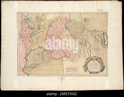 Insubres in Segusianis : partie du dioecese et Archevesché de Lyon : partie méridionale de la Bresse du Bugey et Valromey, divisés en leurs Mandements : la souveraineté de Dombes. Relief bildhaft dargestellt , Frankreich , Rhône-Alpes , Region Frankreich , Auvergne-Rhône-Alpes , Region , Lyon Stockfoto