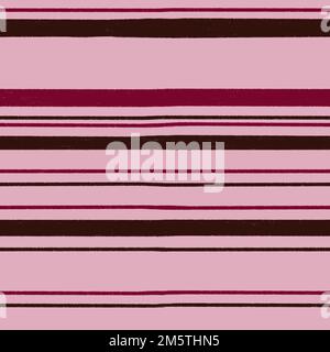 Handgezeichnetes Nahtloses Muster mit minimalistischen Linien und Streifenmuster. Abstraktes geometrisches Design. Beigefarbener, brauner, rosa Aufdruck, trendige, kräftige, warme Farben, kreativer Strichcode Stockfoto