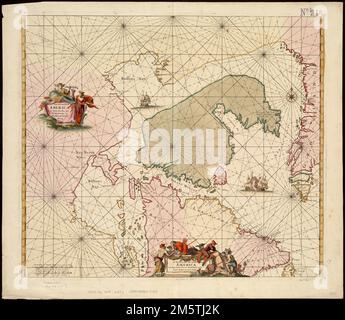 De Noordelyckste Zee Kusten van America van Groenland door de Straet Davis ende Straet Hudson tot Terra Neuf = Septemtrionaliora Americae à Groenlandia per Freta Davidis et Hudson, ad Terram Novam. Karte der Nordküste von Acadia und der Westküste Grönlands. Erscheint im Atlas des Autors [Zeekaerten]. Tot Amsterdam: Bij Frederick de Wit, 1675?. Septemtrionaliora Americae à Groenlandia per Freta Davidis et Hudson, ad Terram Novam. Septemtrionaliora Americae à Groenlandia per Freta Davidis et Hudson, ad Terram Novam, Grönland , Territory Canada , Province of Prince Edward Islan Stockfoto