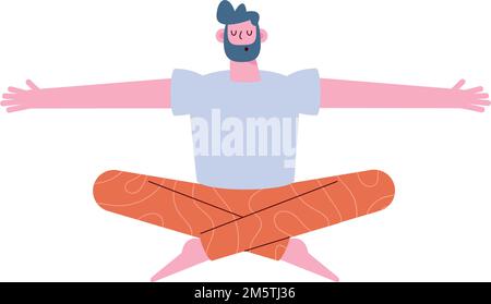 Bärtiger Mann in Lotusposition Stock Vektor