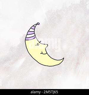 Handgezeichneter Halbmond auf einem Marmorhintergrund Stock Vektor