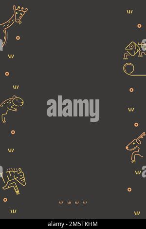Tiermuster auf einem braunen Kartenvorlagenvektor Stock Vektor