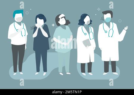 Ärzte und Patienten Zeichenvektor Stock Vektor