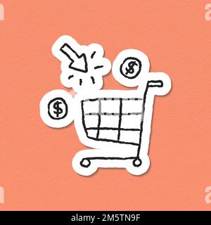 Vektor für die Kritzelsticker im Online-Shopping Cart Stock Vektor