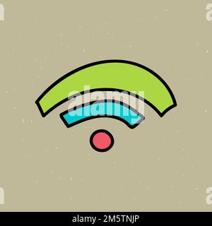Grünes WLAN-Symbol auf einem braunen Hintergrundvektor Stock Vektor