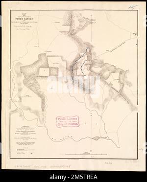 Landkarte in der Nähe von Todds Tavern, mit der Position der 2. Korps-Armee des Potomac, 8. Mai 1864. Erleichterung durch Hachures. Enthält Notizen... Land in der Nähe von Todds Tavern, mit der Position der 2. Korps-Armee der Potomac, 8. Mai 1864. Land in der Nähe von Todds Tavern, mit der Position der 2. Korps Armee der Potomac, 8. Mai 1864, Virginia, Spotsylvania, County, Todds Tavern Stockfoto