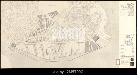 Downtown Waterfront-Faneuil Hall Stadterneuerungsgebiet Massachusetts R-77 : Anwesen. Ausrichtung nach Norden rechts. Enthält Standortplan. Stellt Immobilien dar, die in dieser Stadterneuerungsgegend von Boston erworben werden sollen... Massachusetts, Suffolk, County, Boston Stockfoto