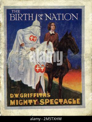 Titelseite der Originalveröffentlichung British Herald / Flyer für das Scala Theatre in London zur GEBURT Eines 1915-REGISSEURS D.W. GRIFFITH Roman/Spiel Thomas Dixon Jr. David W. Griffith Corp / Epoch Producing Corporation Stockfoto