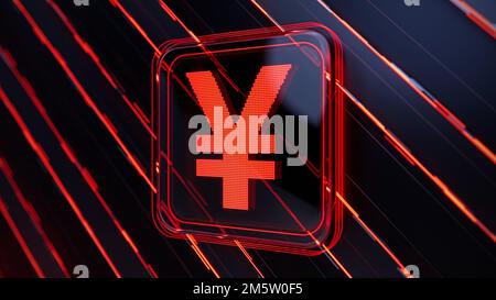 Yen oder Yuan-Zeichen. Währungssymbol. Geld. Anzeigetafel für Wechselkurs. 3D Abbildung. Stockfoto